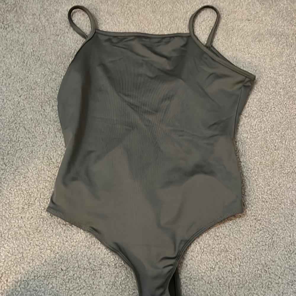 Juniors bodysuit in dark olive green